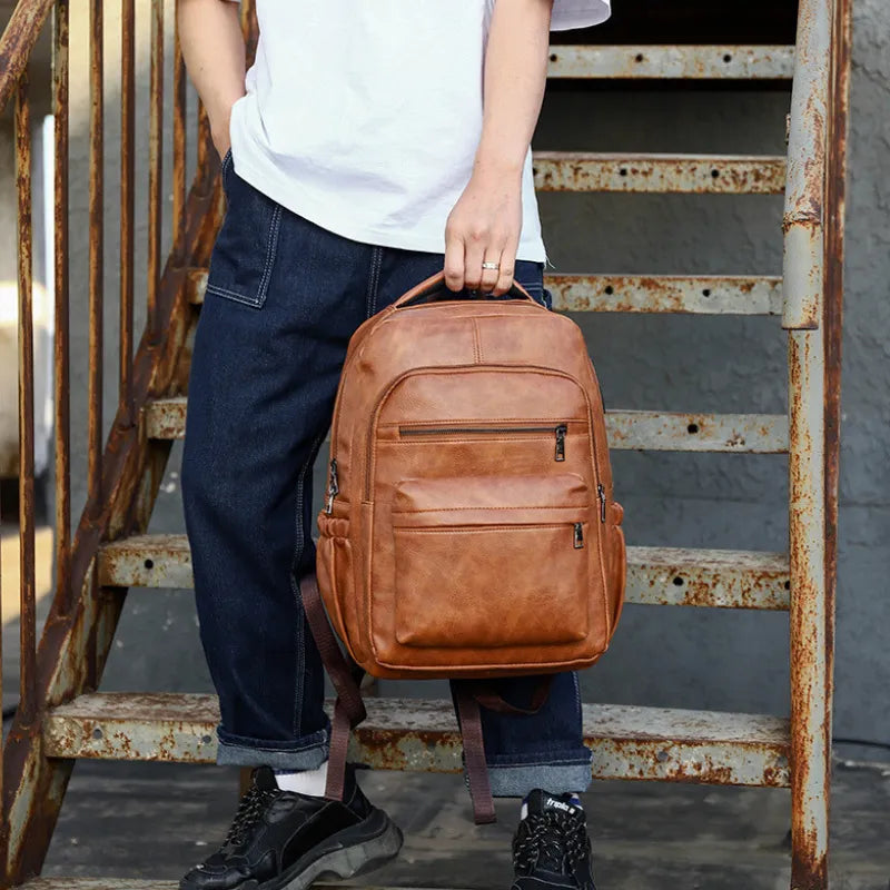 Sac à dos homme business – Similicuir imperméable, port USB, compartiment 15,6"