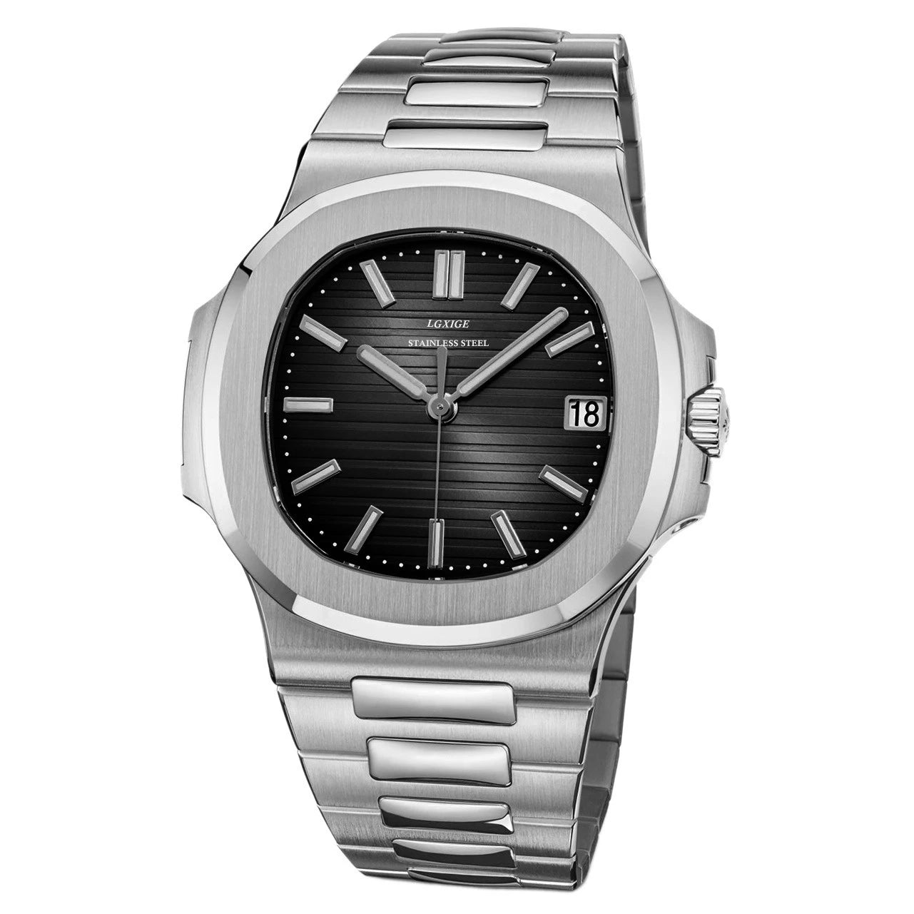 Montre élégante pour homme – Acier inoxydable & cadran noir