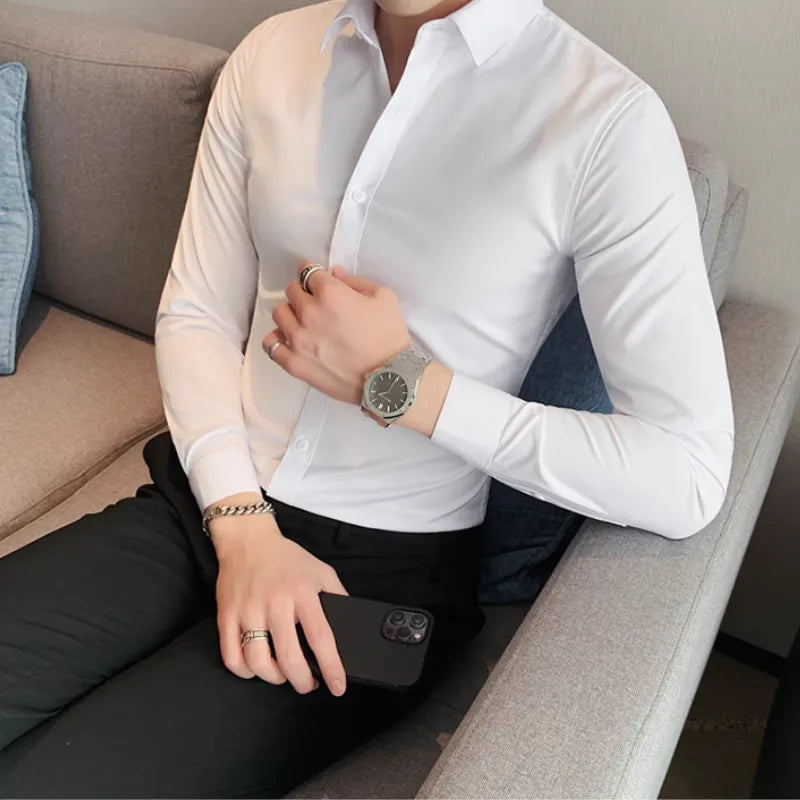 Chemise homme en coton mélangé – Élégance et confort au quotidien