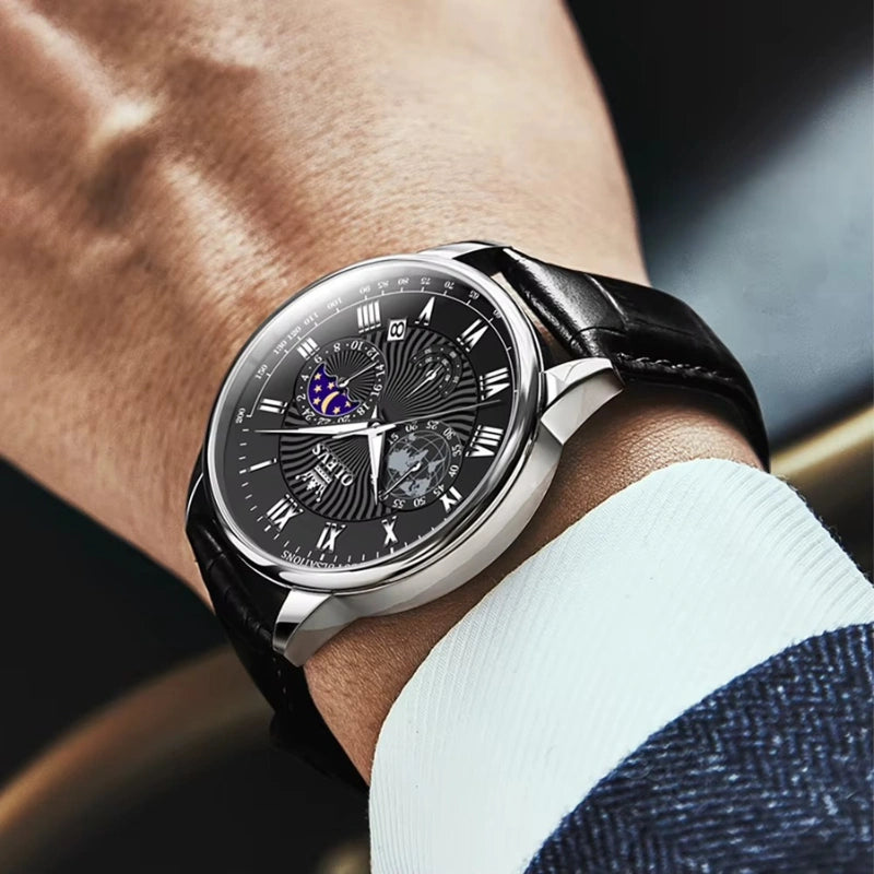 Montre homme élégante – Acier inoxydable & cadran noir