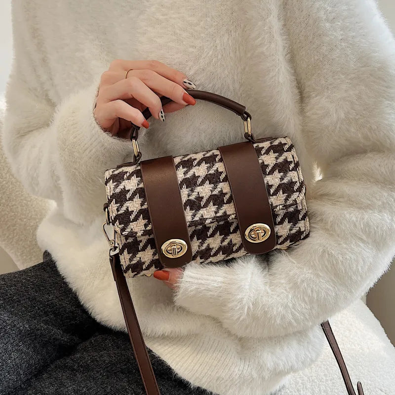 Sac à main femme motif pied-de-poule – Élégant & compact