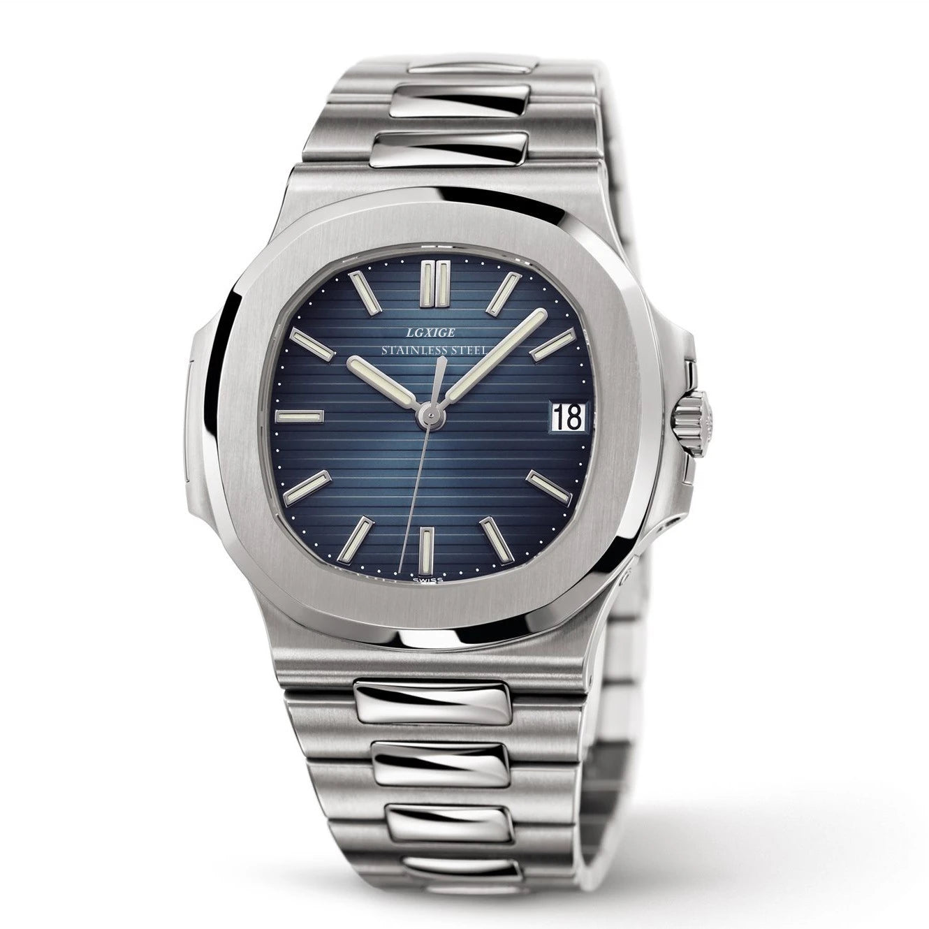 Montre homme élégante – Acier inoxydable & cadran bleu profond