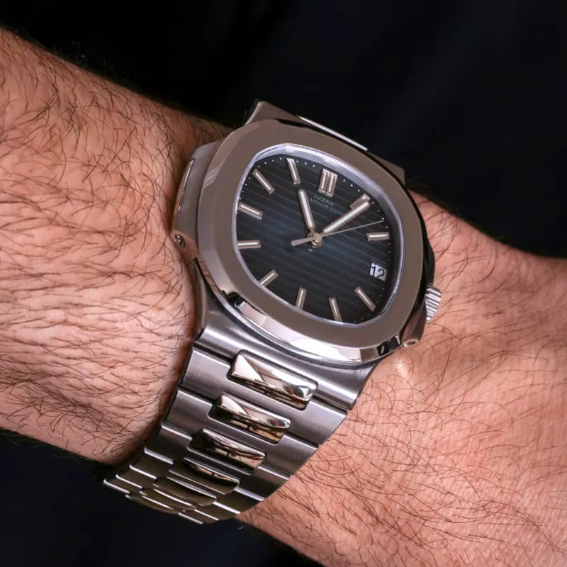Montre homme élégante – Acier inoxydable & cadran bleu profond