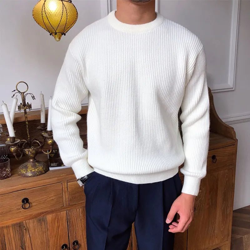 Pull homme minimaliste – Tricot doux à col rond
