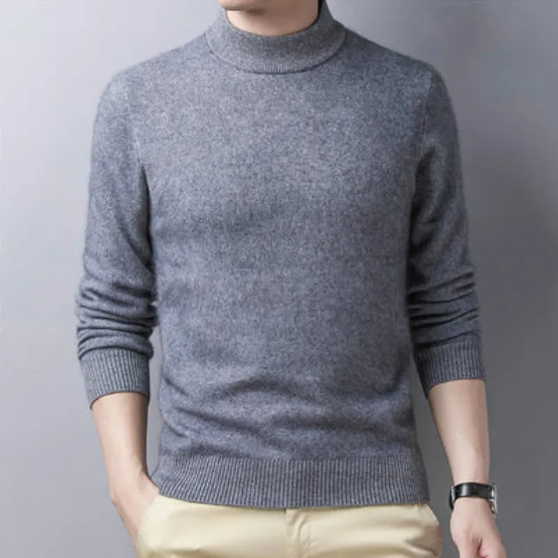 Pull à col roulé en laine mélangée – Élégance minimaliste pour homme